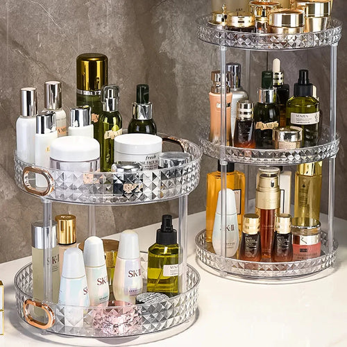 360 Degree Rotating Large Capacity Cosmetic Makeup Crystal Display Storage Organizer